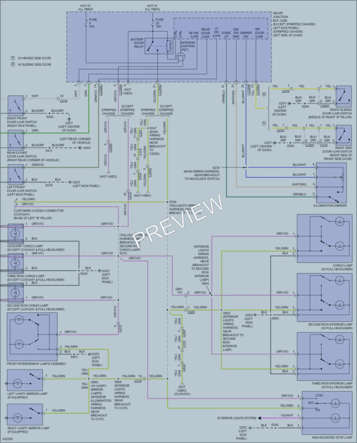 2014 Ford E150Econoline Interior Lights wiring diagram preview