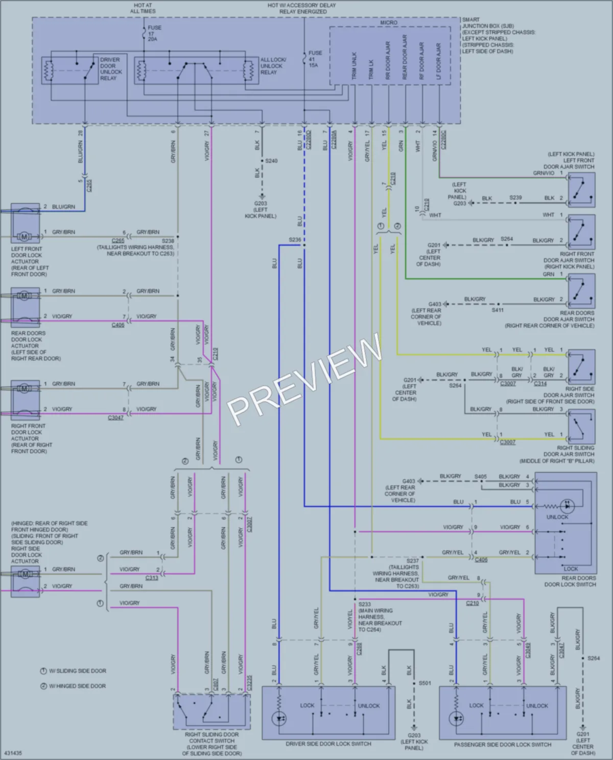 2014 Ford E150Econoline Power Door Locks wiring diagram preview