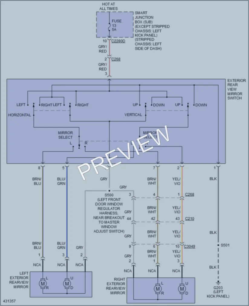 2014 Ford E350ClubWagon Power Mirrors wiring diagram preview
