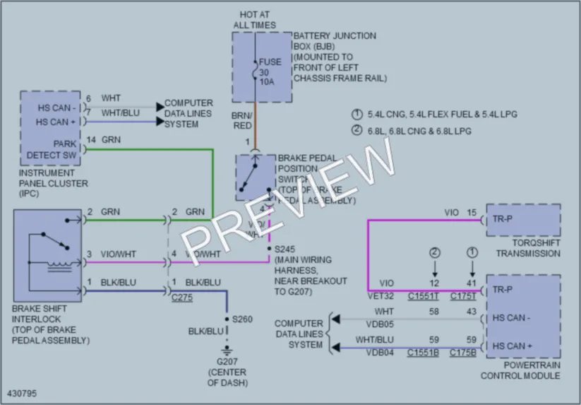 2014 Ford E350ClubWagon Shift Interlock wiring diagram preview