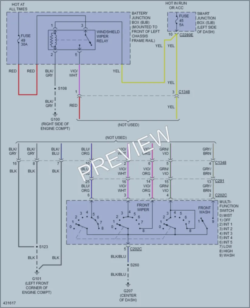 2014 Ford E350ClubWagon Wiper Washer wiring diagram preview