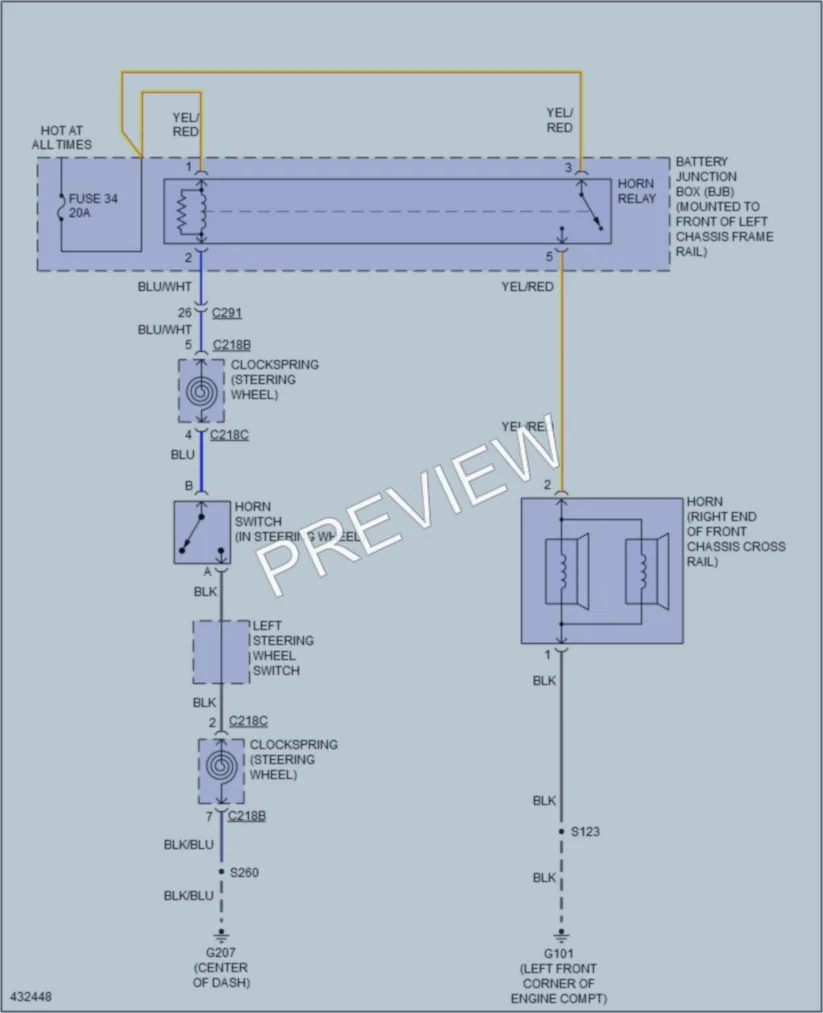 2014 Ford E450Econoline Horn wiring diagram preview