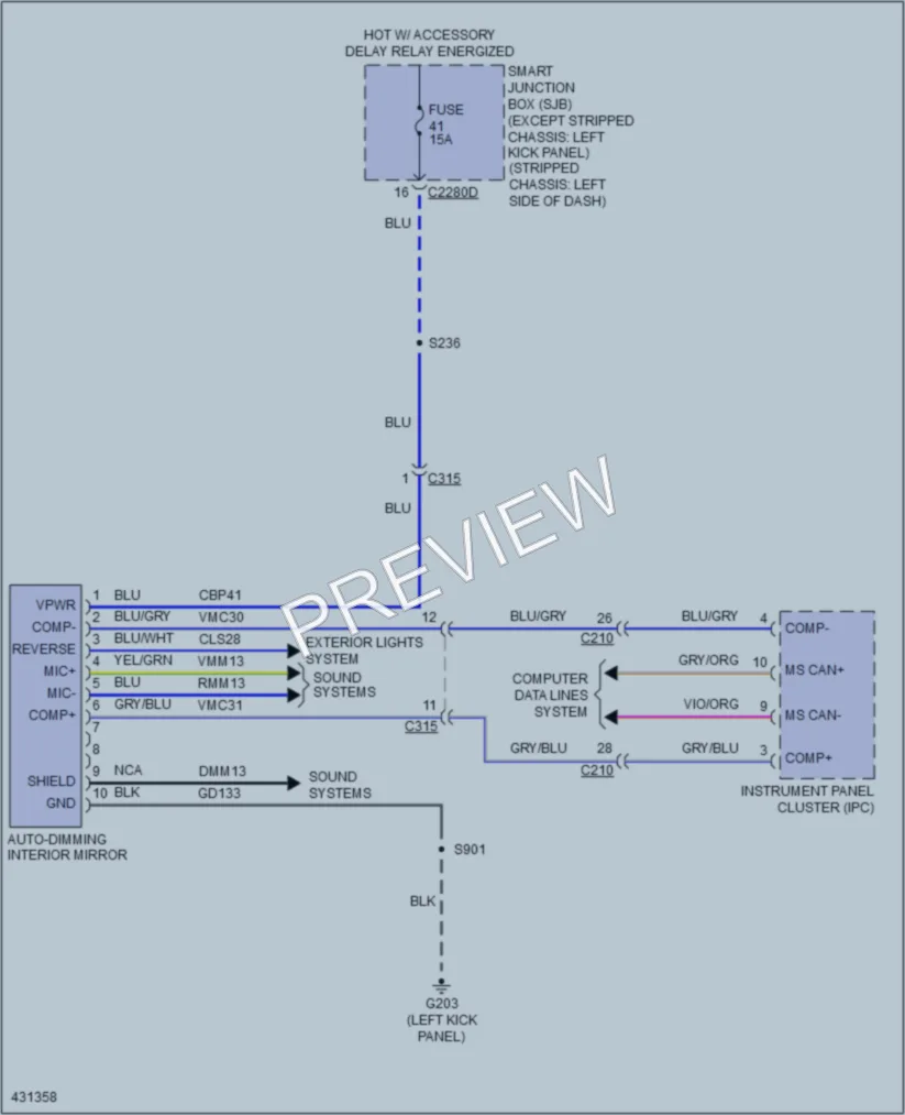 2014 Ford E450Econoline Power Mirrors wiring diagram preview
