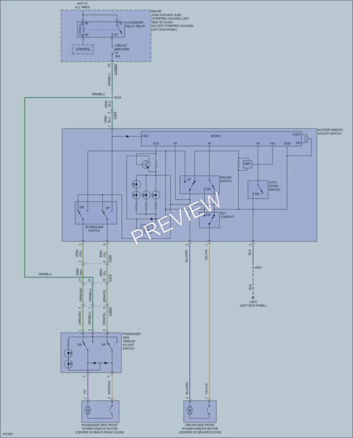 2014 Ford E450Econoline Power Windows wiring diagram preview
