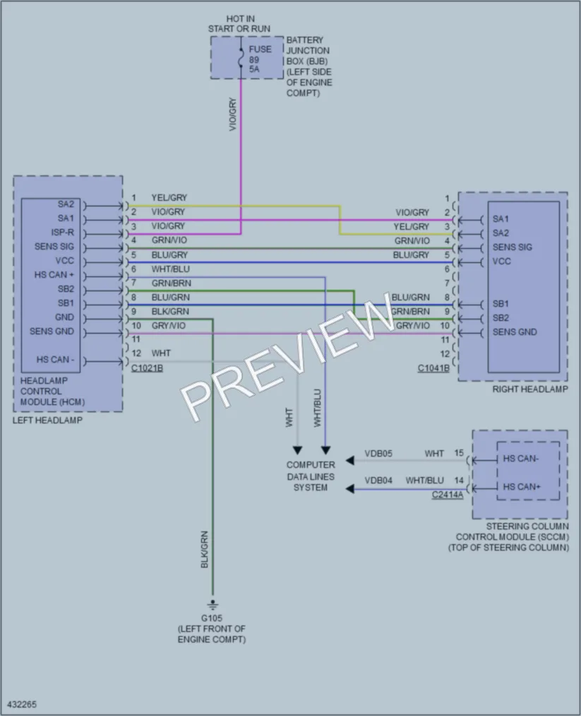 2014 Ford Edge Headlights wiring diagram preview