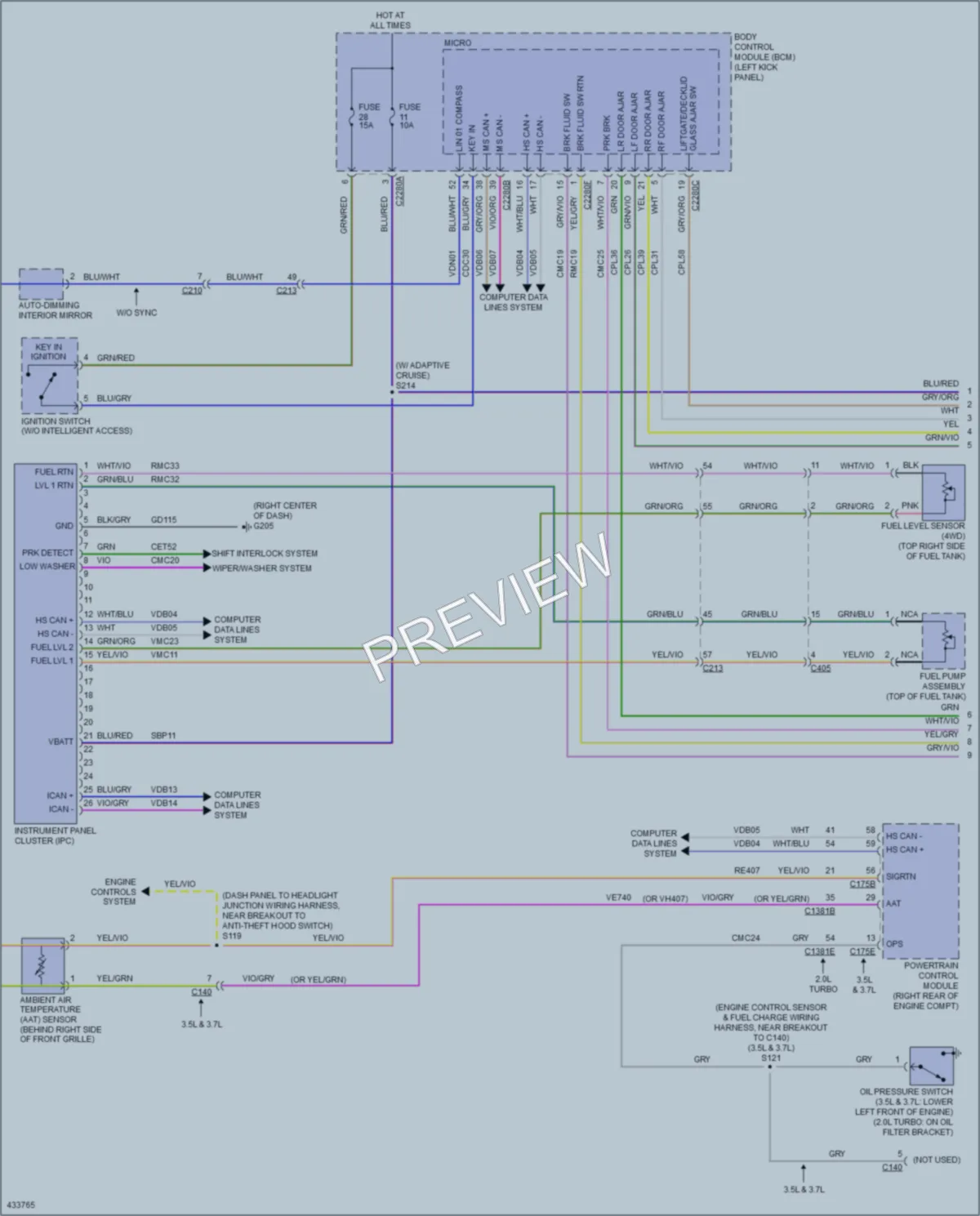 2014 Ford Edge Instrument Cluster wiring diagram preview