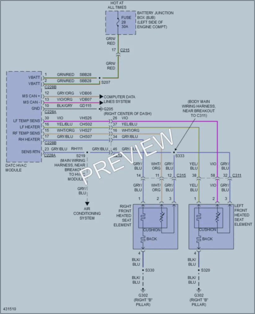 2014 Ford Edge Power Seats wiring diagram preview