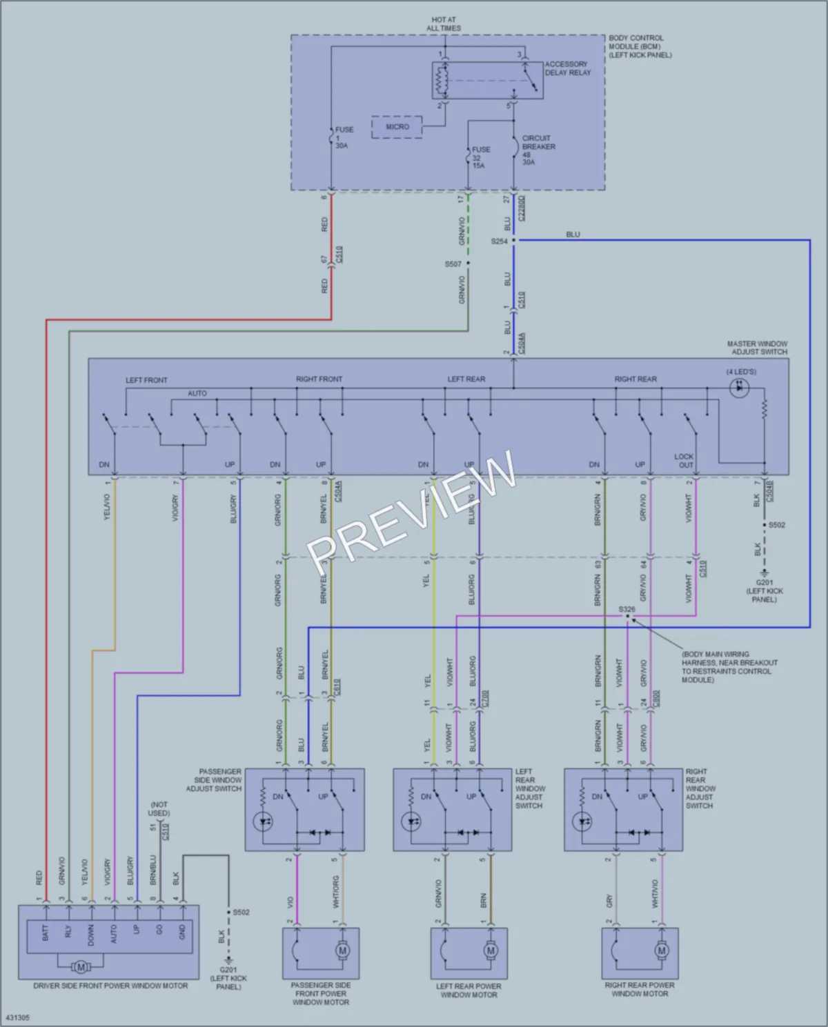 2014 Ford Edge Power Windows wiring diagram preview