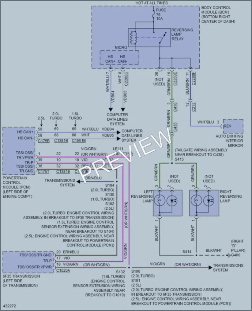 2014 Ford Escape Exterior Lights wiring diagram preview