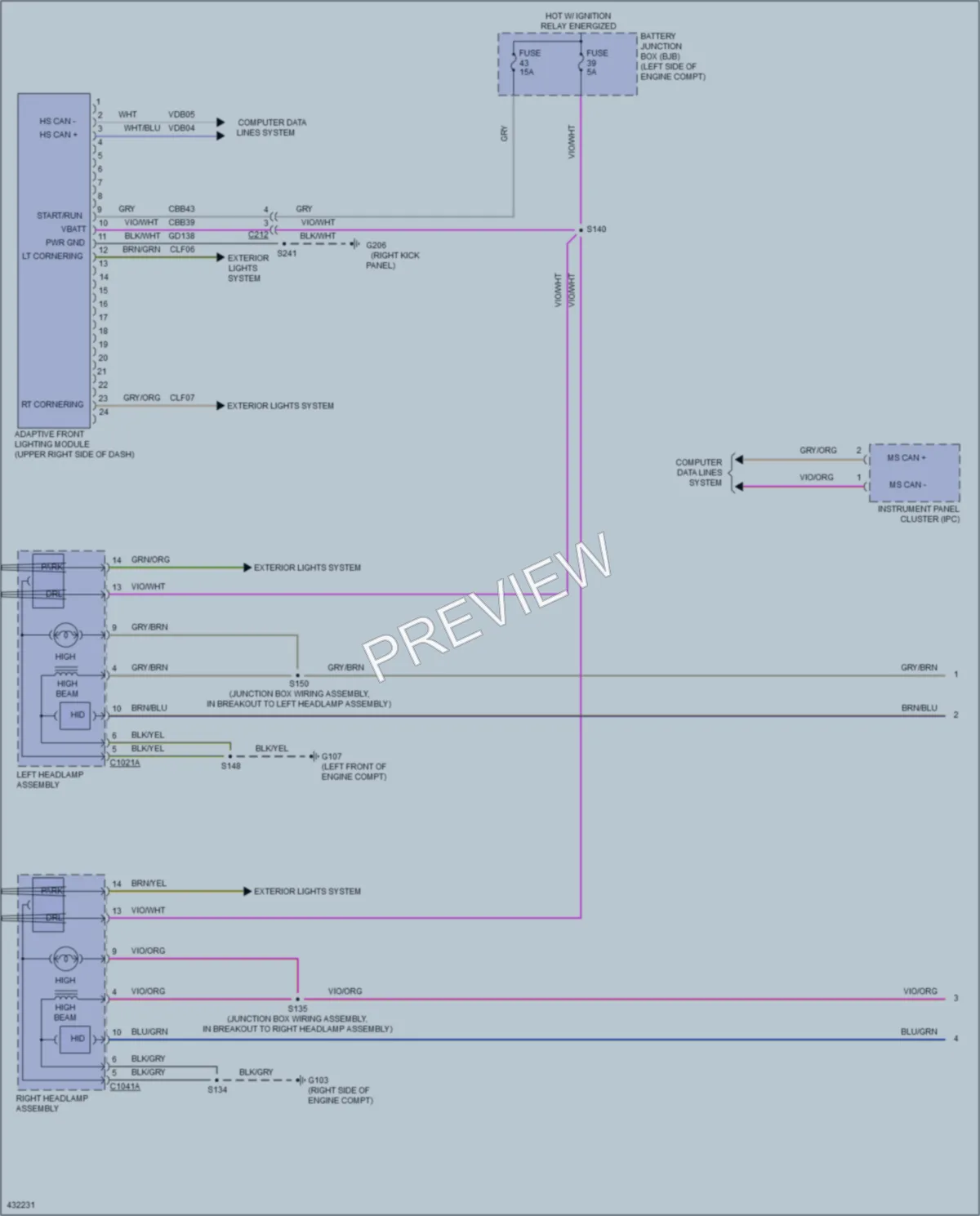 2014 Ford Escape Headlights wiring diagram preview