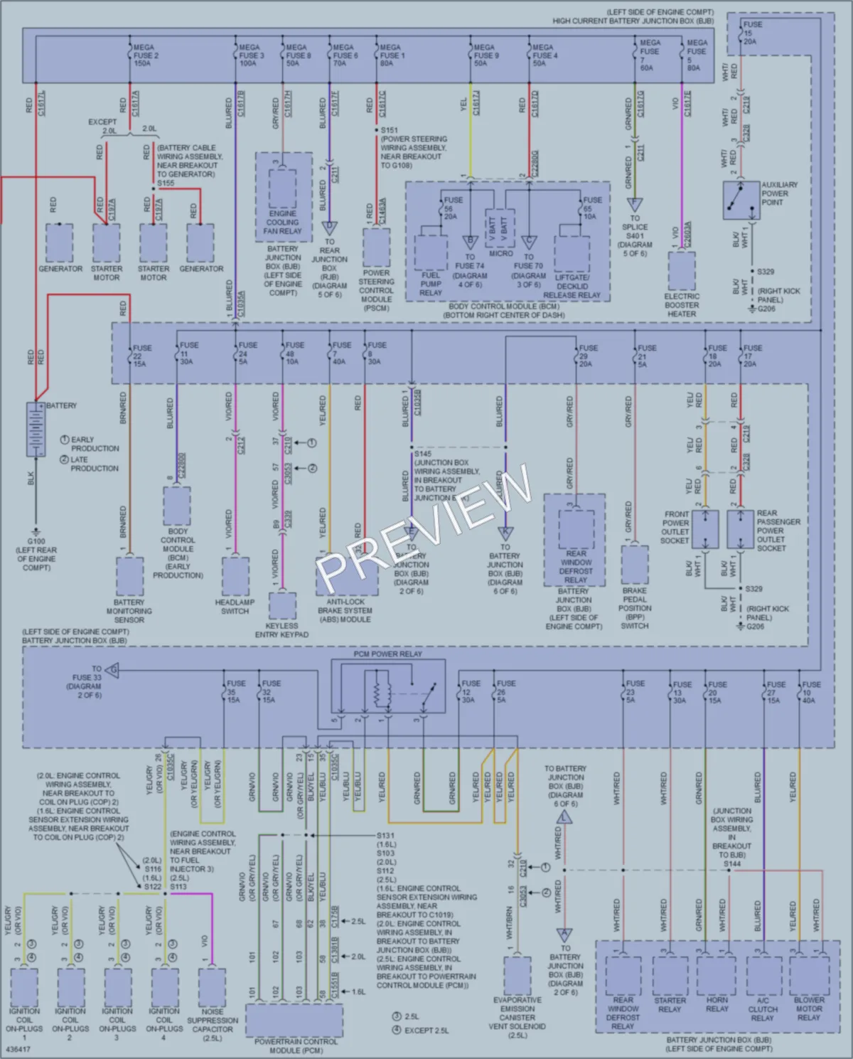 2014 Ford Escape Power Distribution wiring diagram preview