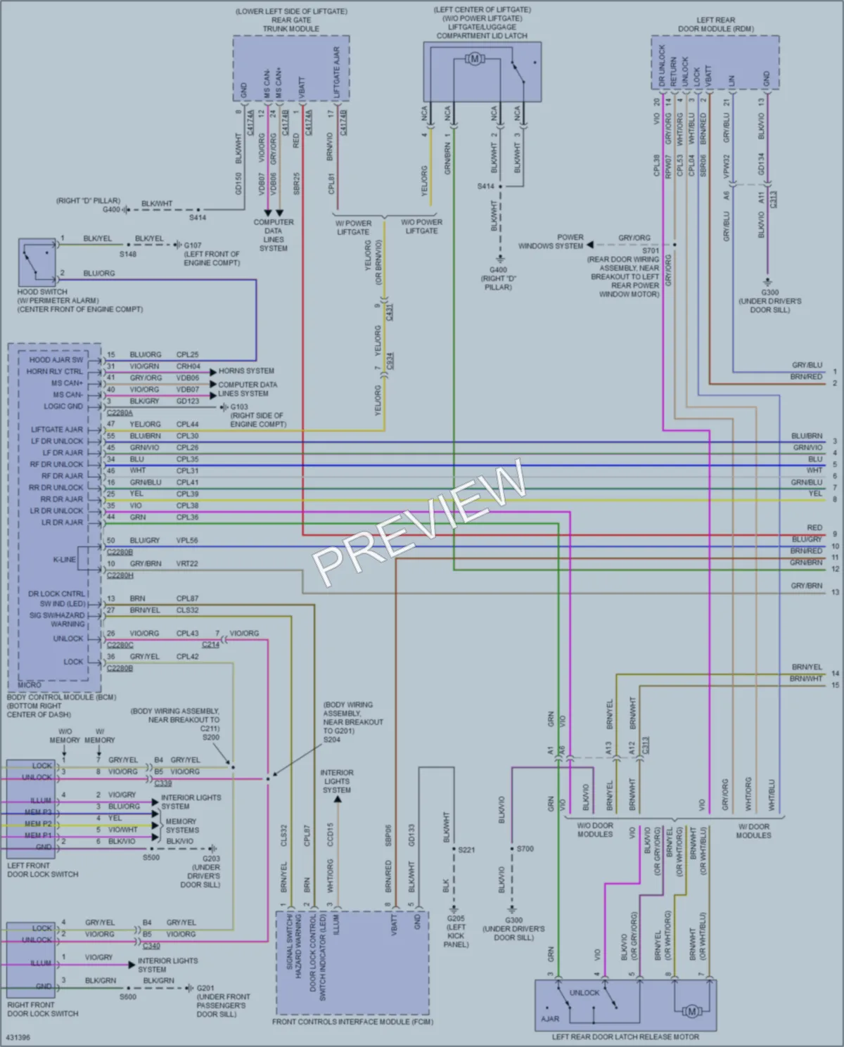 2014 Ford Escape Power Door Locks wiring diagram preview
