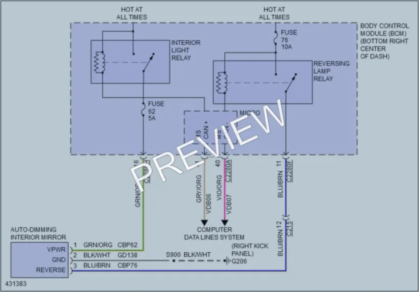 2014 Ford Escape Power Mirrors wiring diagram preview