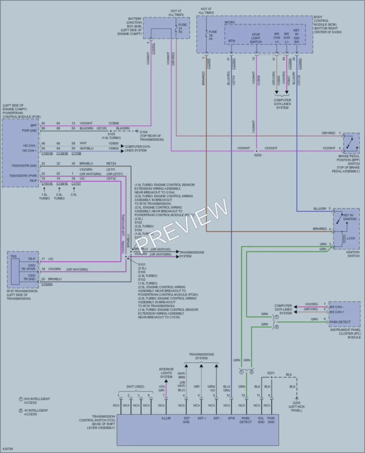 2014 Ford Escape Shift Interlock wiring diagram preview