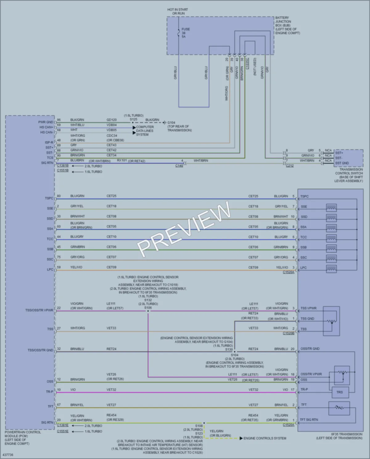 2014 Ford Escape Transmission wiring diagram preview