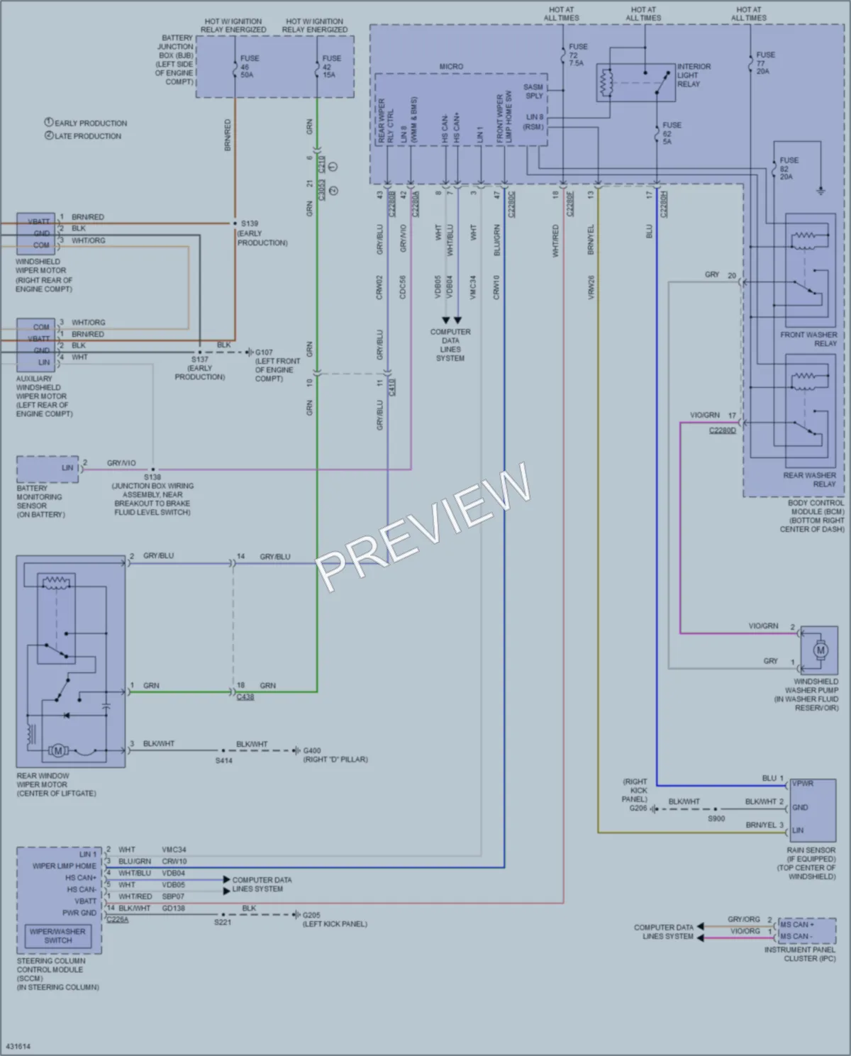 2014 Ford Escape Wiper Washer wiring diagram preview
