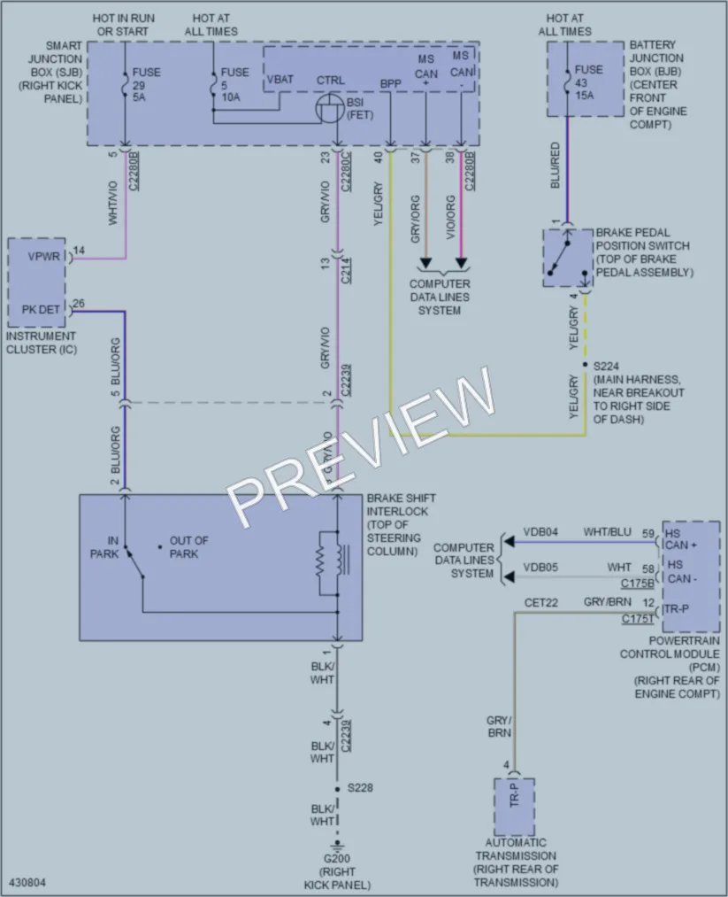 2014 Ford Expedition Shift Interlock wiring diagram preview