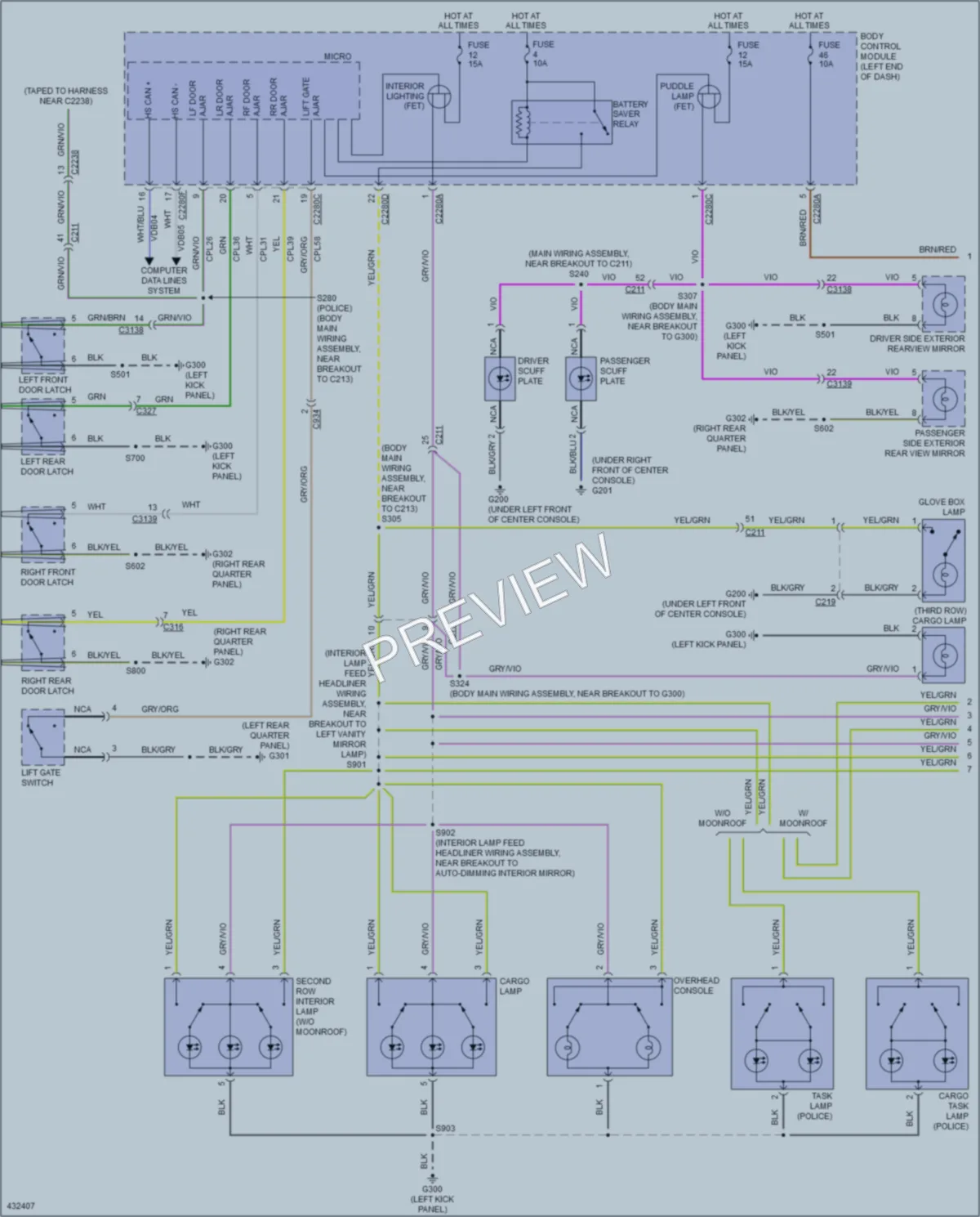 2014 Ford Explorer Interior Lights wiring diagram preview