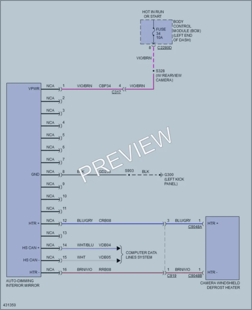 2014 Ford Explorer Power Mirrors wiring diagram preview