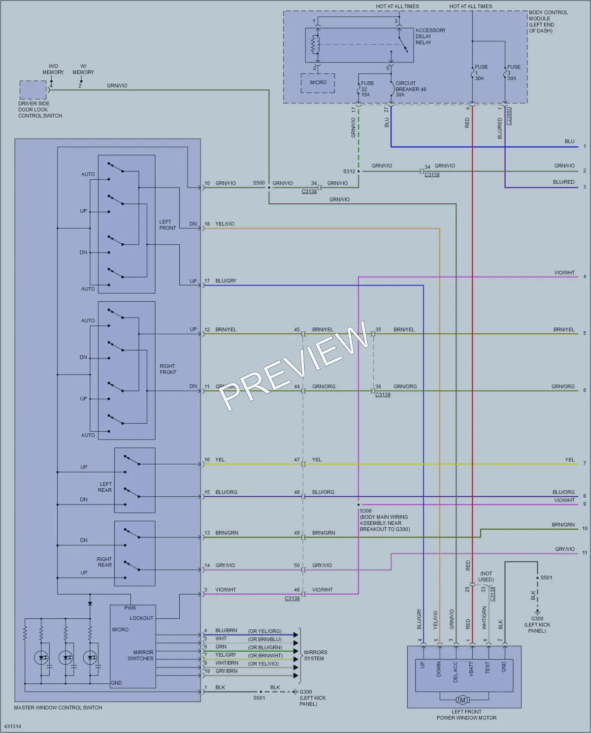 2014 Ford Explorer Power Windows wiring diagram preview