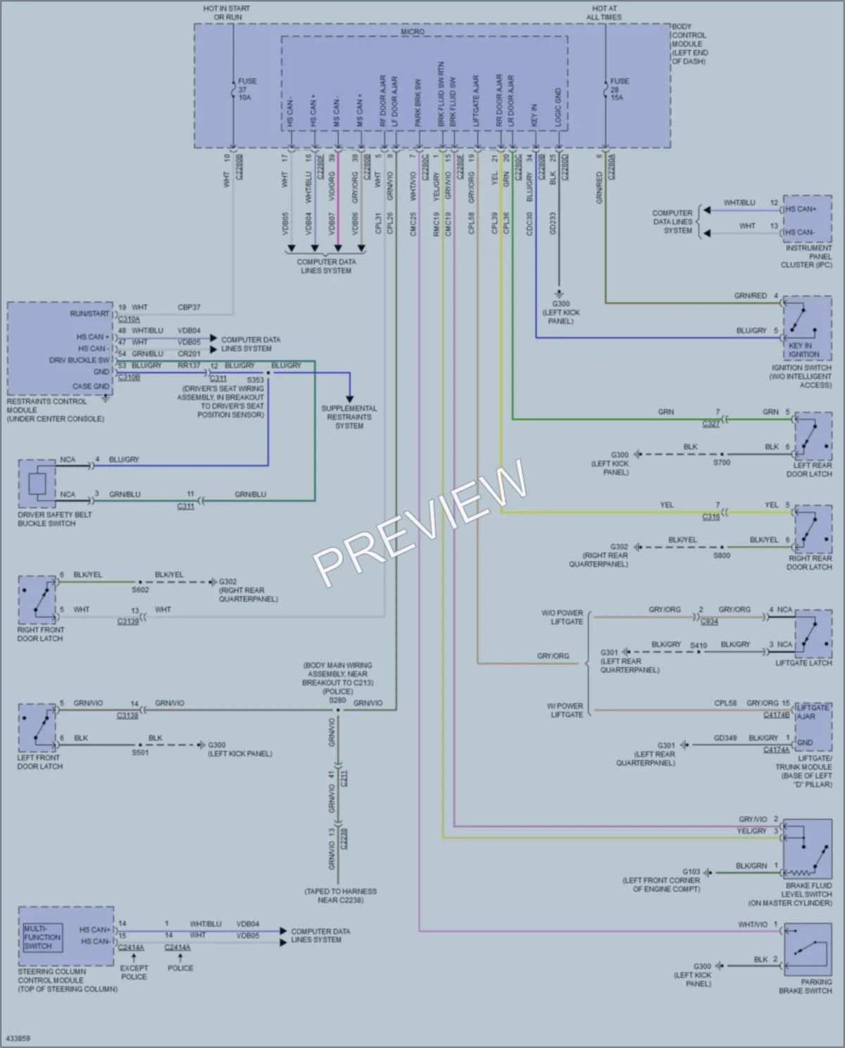 2014 Ford Explorer Warning Systems wiring diagram preview