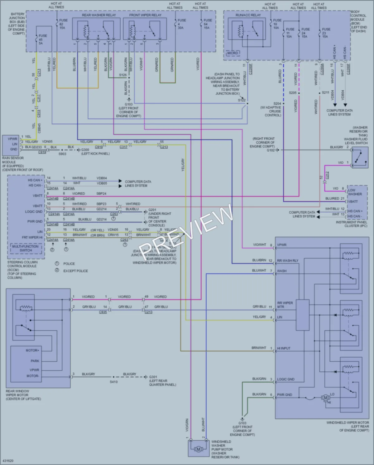 2014 Ford Explorer Wiper Washer wiring diagram preview