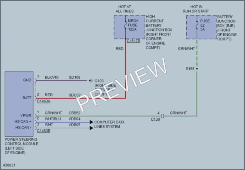 2014 Ford F150Pickup Electronic Power Steering wiring diagram preview