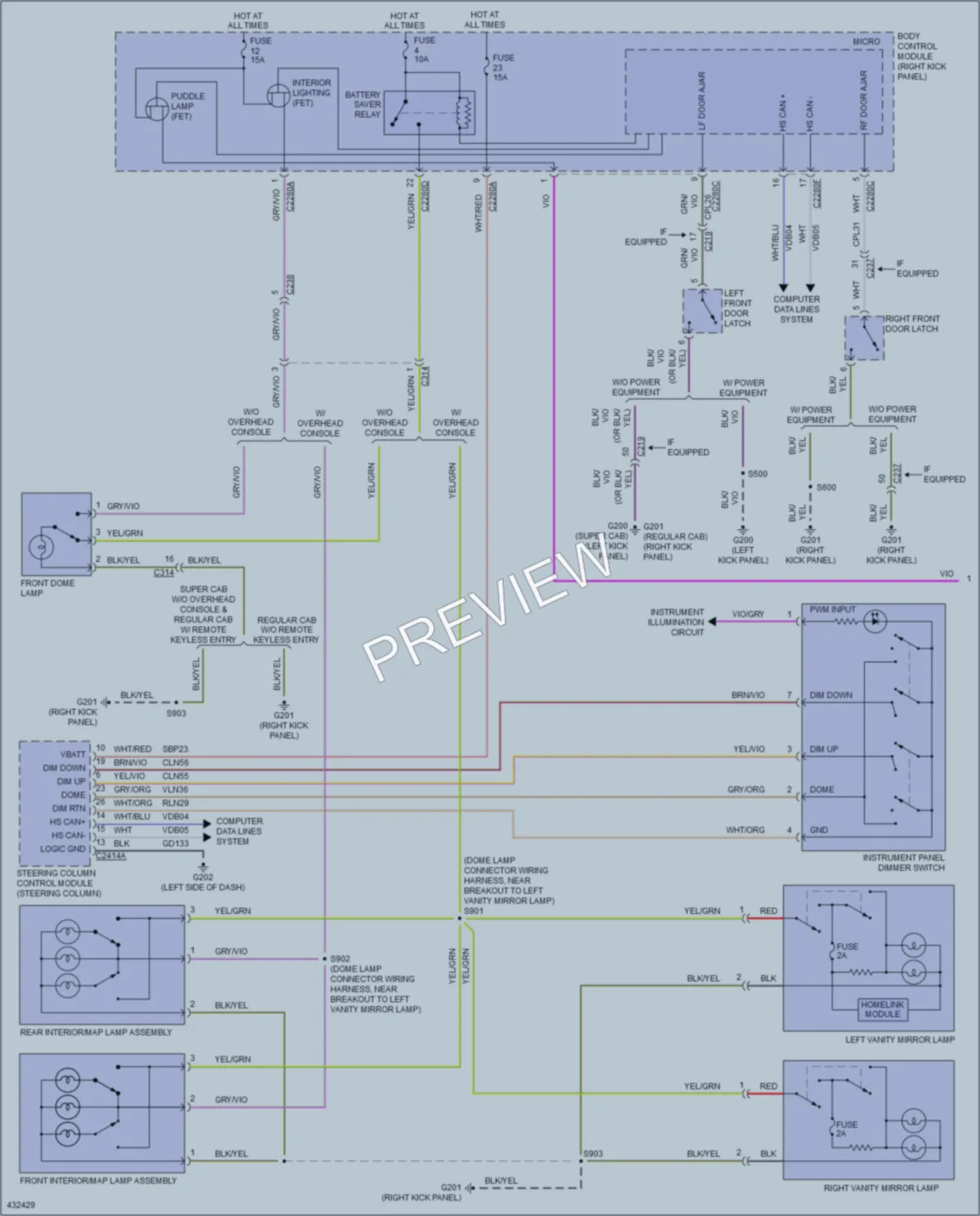 2014 Ford F150Pickup Interior Lights wiring diagram preview