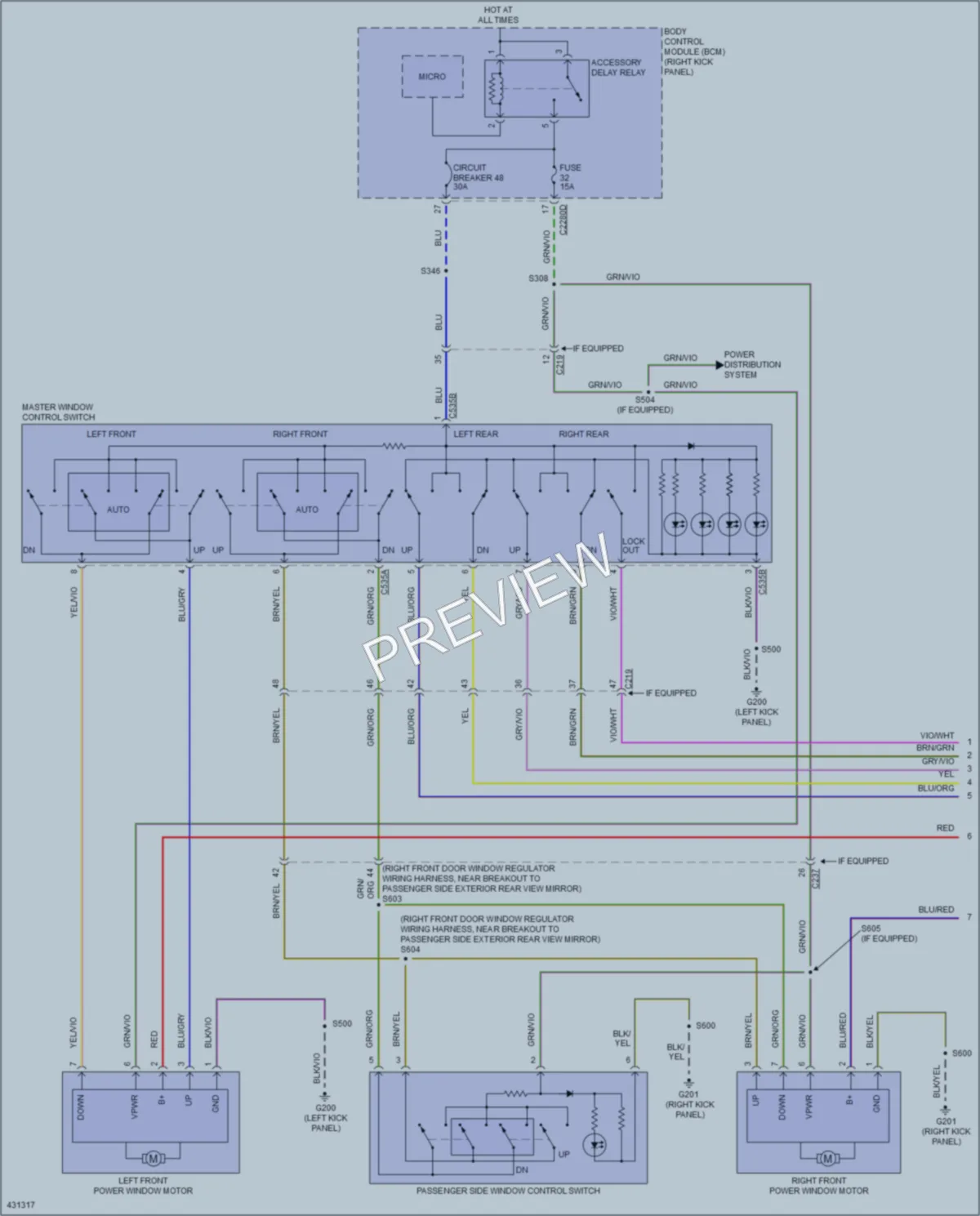 2014 Ford F150Pickup Power Windows wiring diagram preview
