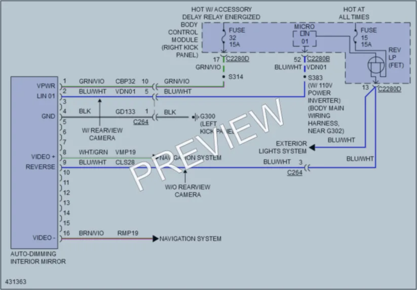 2014 Ford F350Pickup Power Mirrors wiring diagram preview
