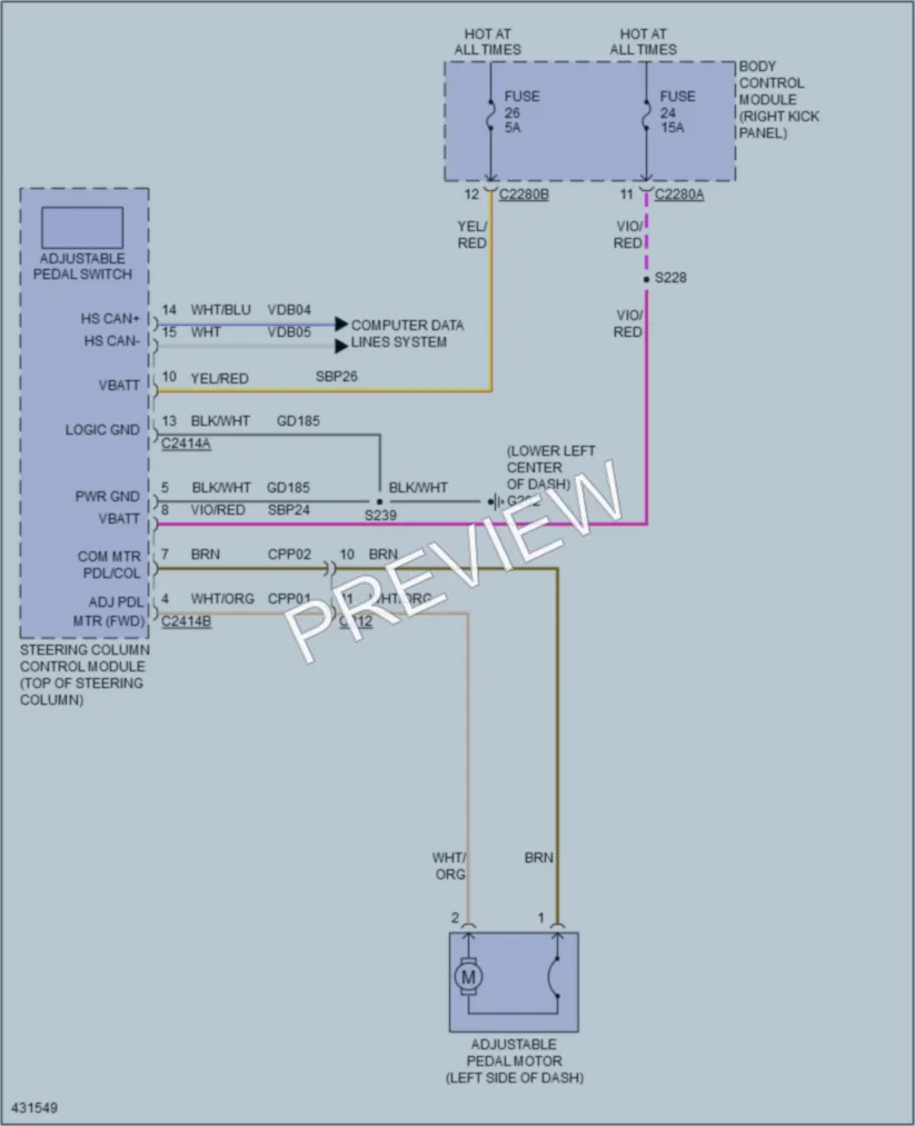 2014 Ford F350Pickup Power Seats wiring diagram preview