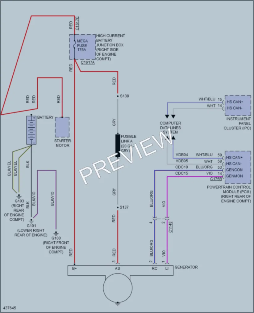 2014 Ford F350Pickup Starting Charging wiring diagram preview