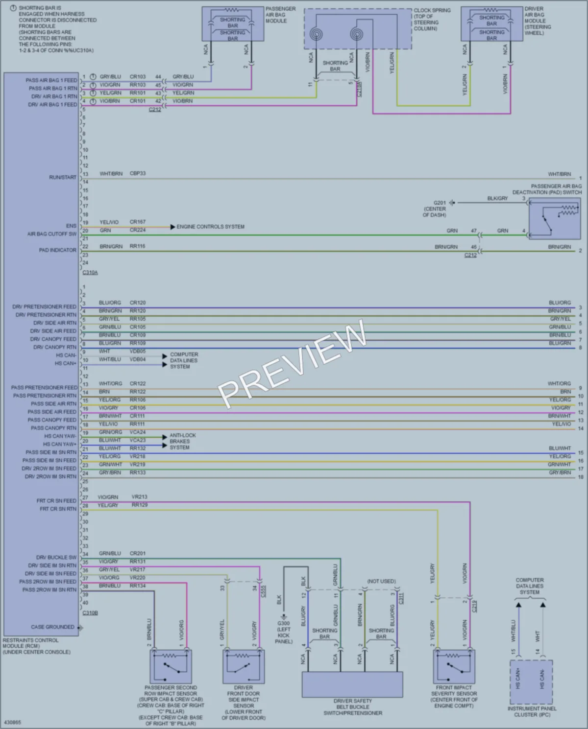 2014 Ford F350Pickup Supplemental Restraints wiring diagram preview