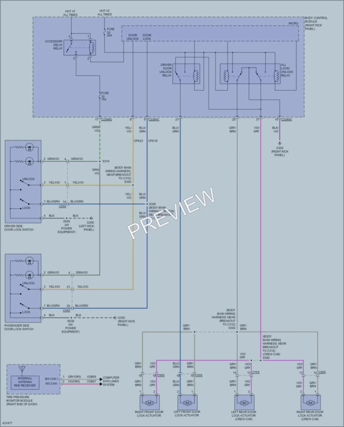 2014 Ford F450Pickup Power Door Locks wiring diagram preview