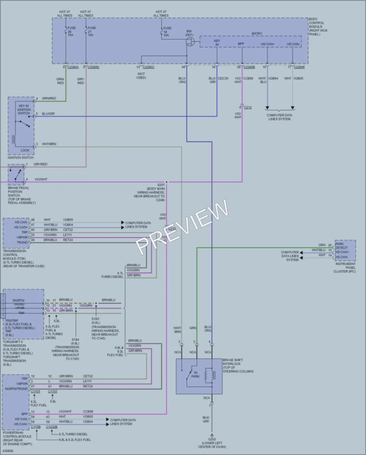 2014 Ford F450Pickup Shift Interlock wiring diagram preview