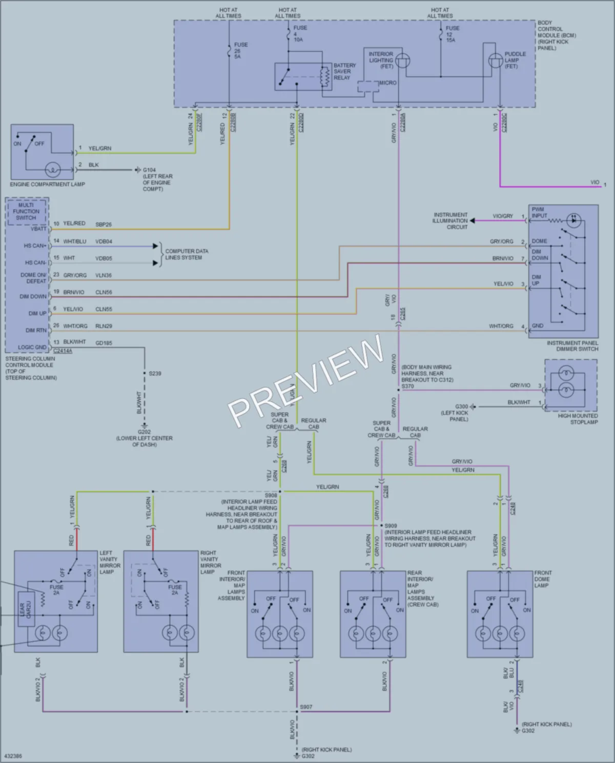 2014 Ford F550ChsCab Interior Lights wiring diagram preview