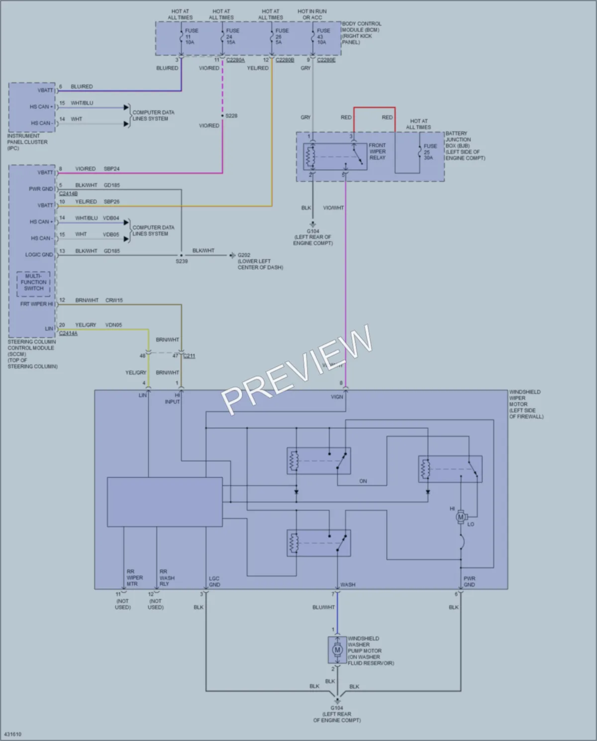 2014 Ford F550ChsCab Wiper Washer wiring diagram preview