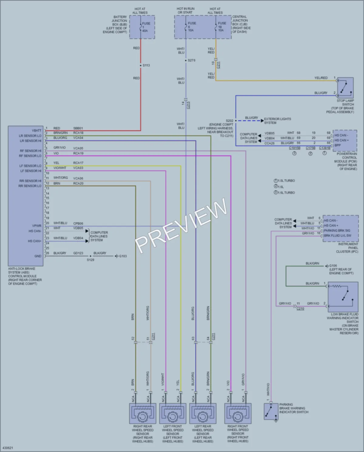 2014 Ford Fiesta Anti Lock Brakes wiring diagram preview
