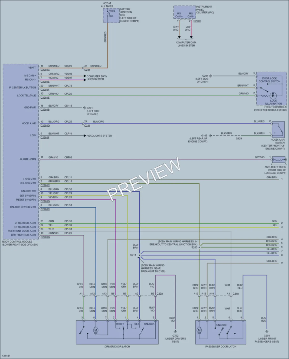 2014 Ford Fiesta Power Door Locks wiring diagram preview