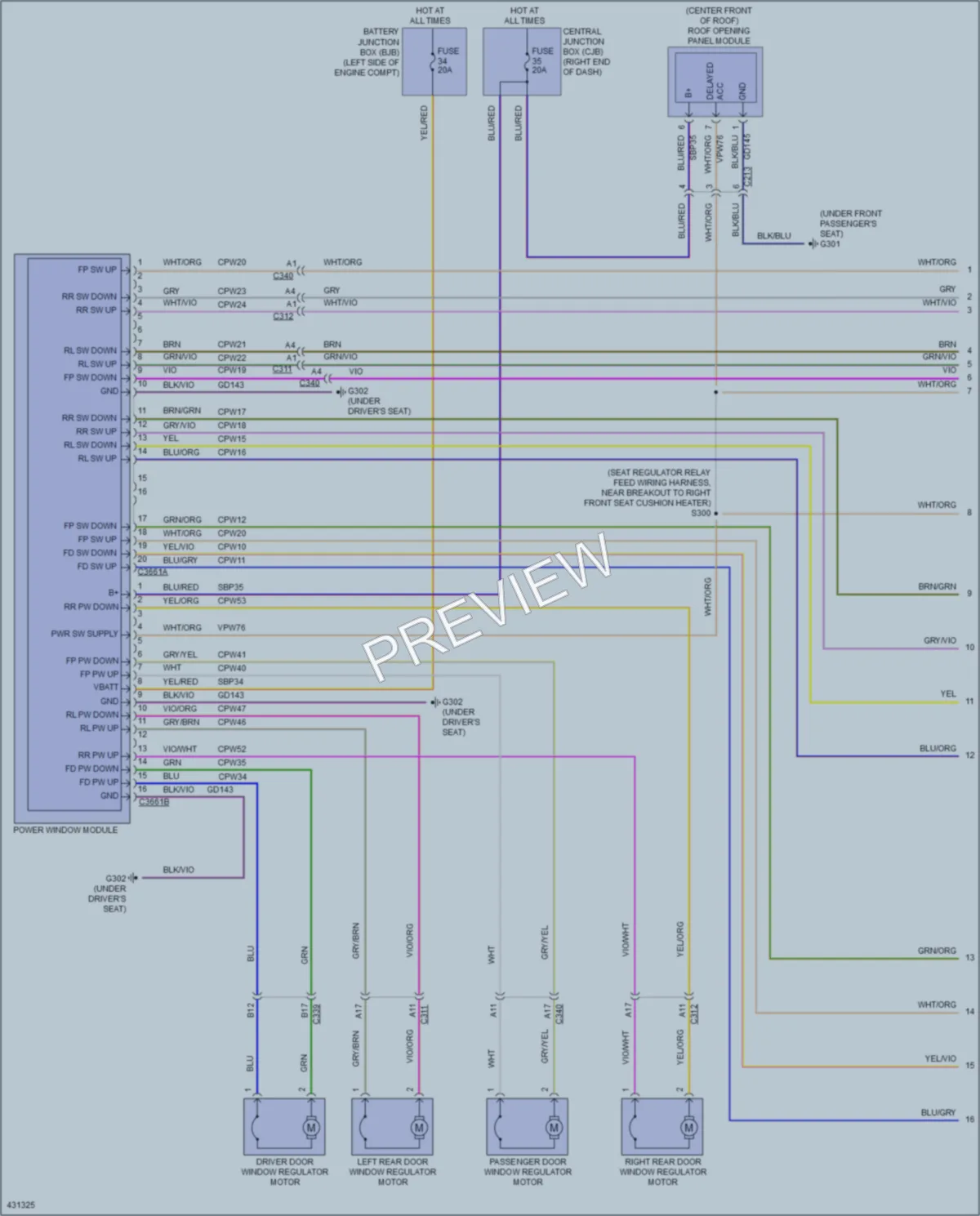 2014 Ford Fiesta Power Windows wiring diagram preview