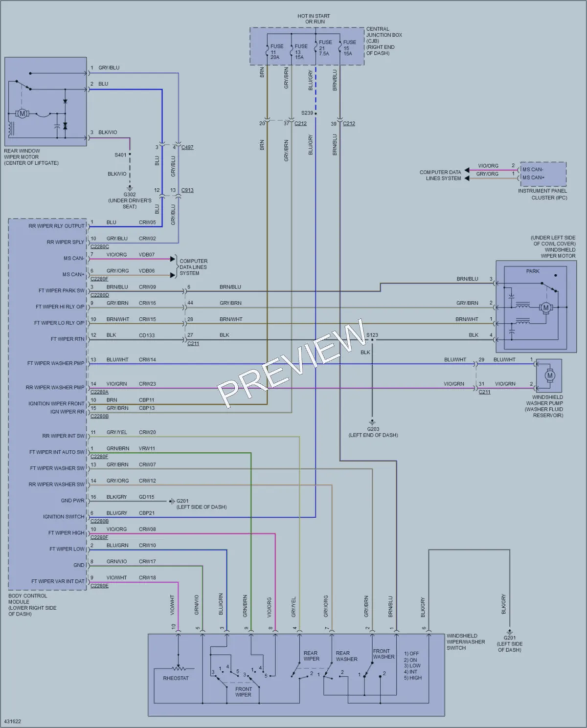 2014 Ford Fiesta Wiper Washer wiring diagram preview