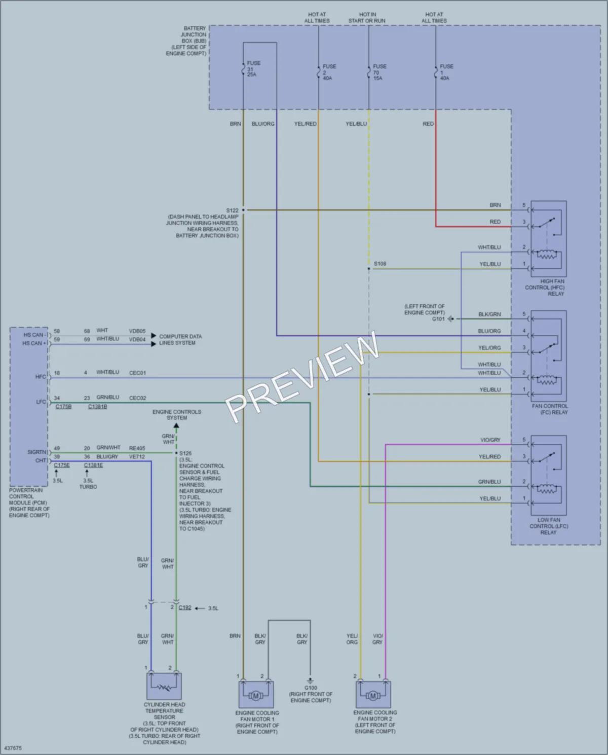 2014 Ford Flex Cooling Fan wiring diagram preview