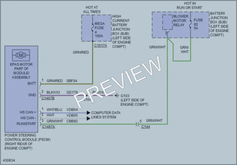 2014 Ford Flex Electronic Power Steering wiring diagram preview
