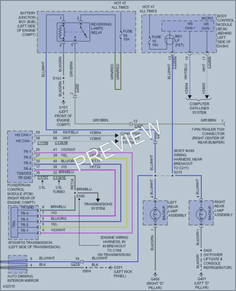 2014 Ford Flex Exterior Lights wiring diagram preview