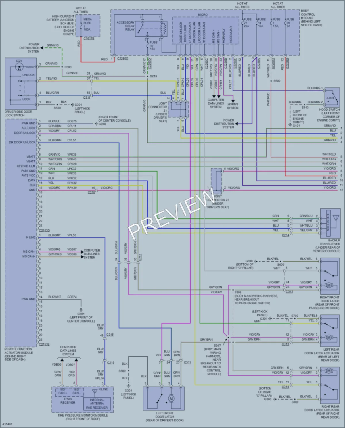 2014 Ford Flex Power Door Locks wiring diagram preview