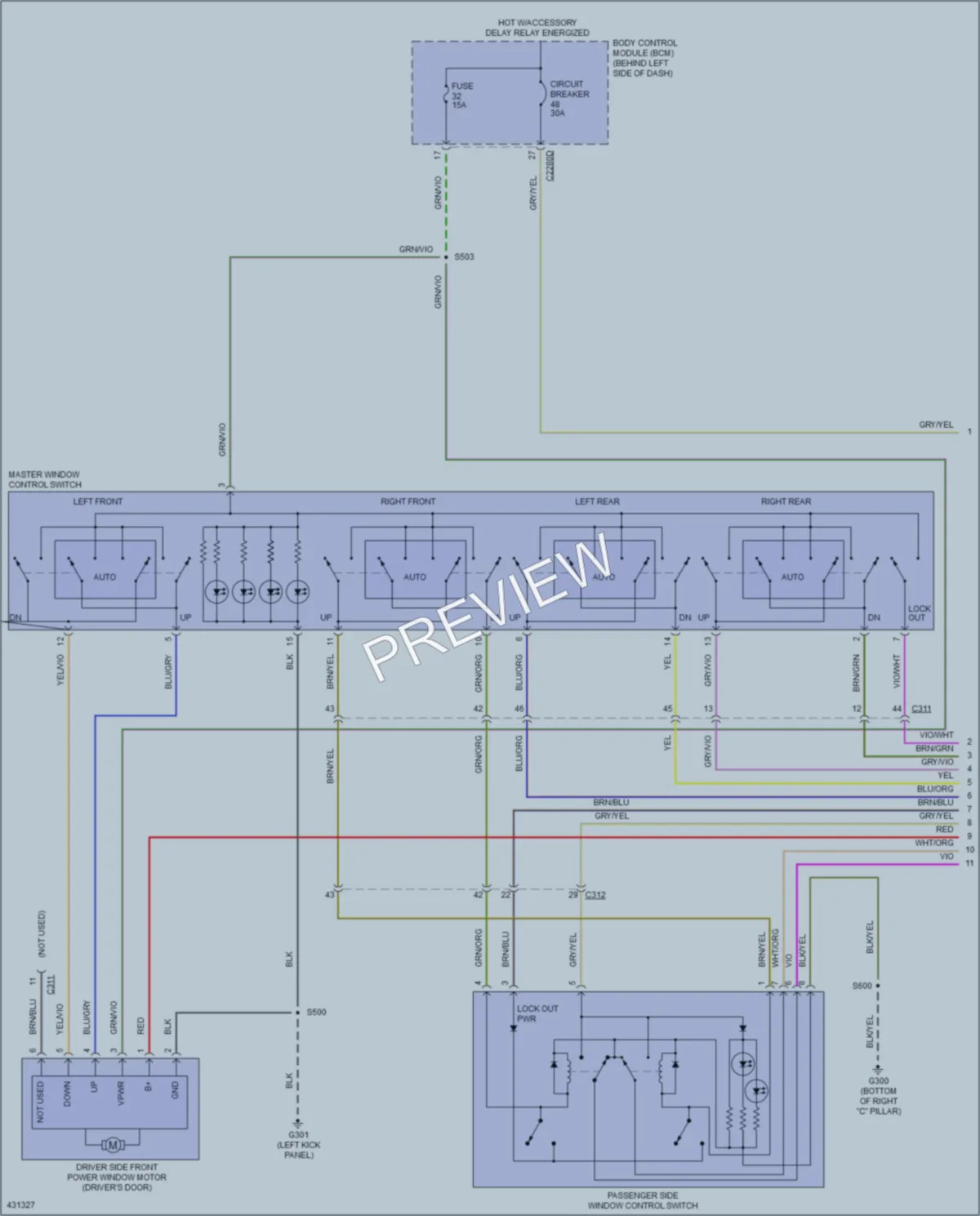 2014 Ford Flex Power Windows wiring diagram preview