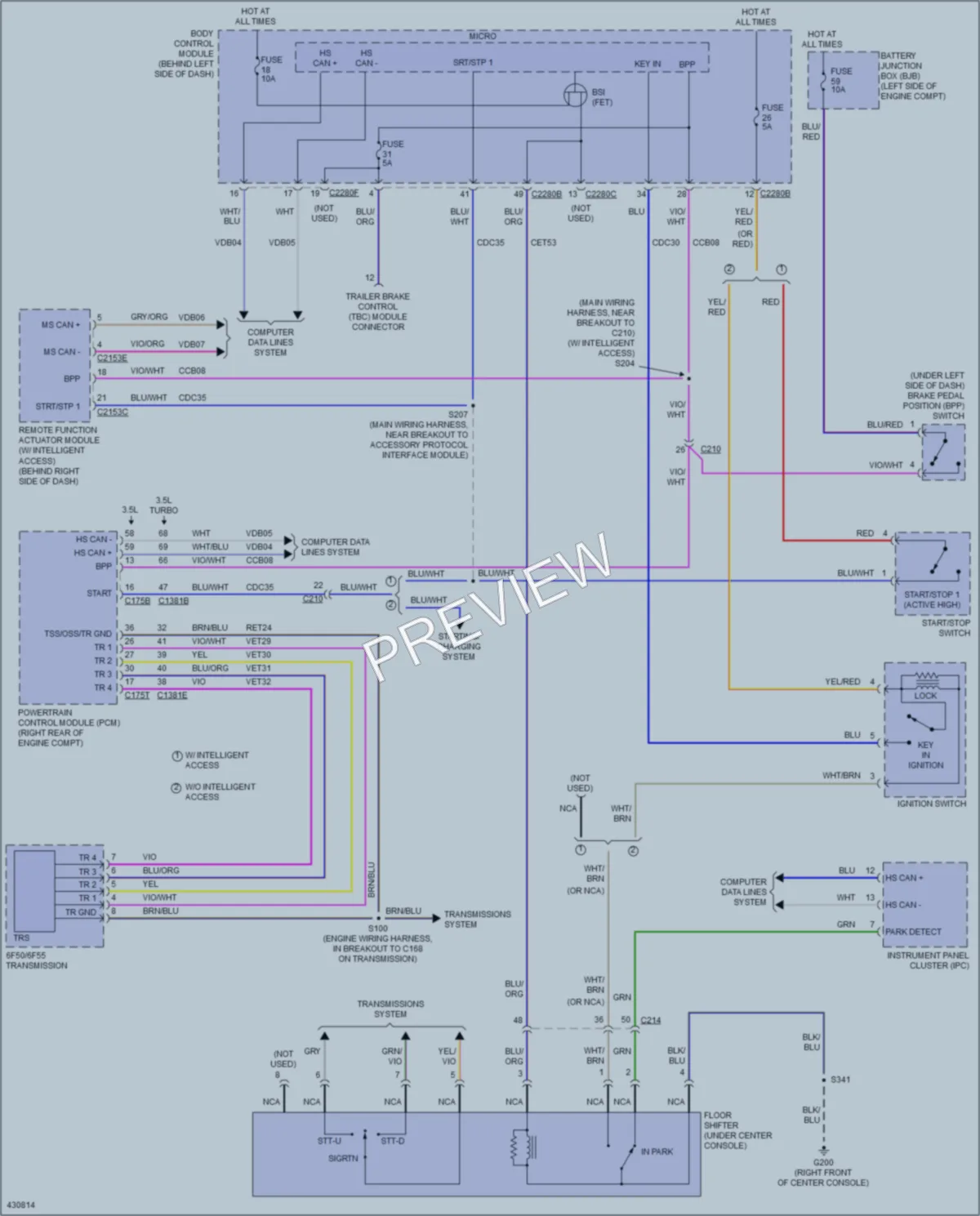 2014 Ford Flex Shift Interlock wiring diagram preview