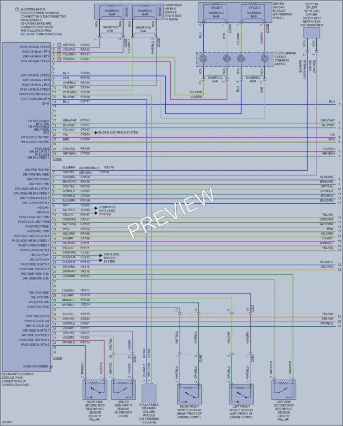 2014 Ford Flex Supplemental Restraints wiring diagram preview