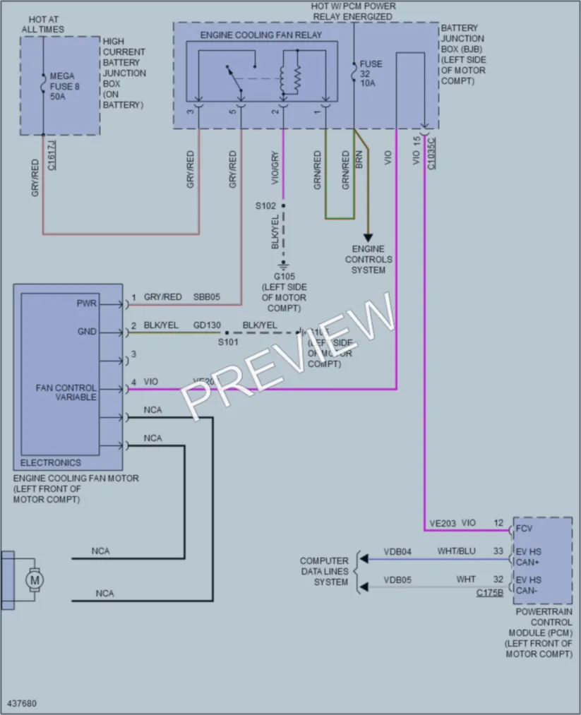 2014 Ford Focus Cooling Fan wiring diagram preview
