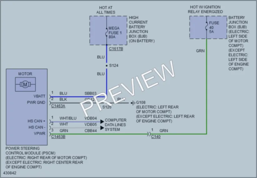 2014 Ford Focus Electronic Power Steering wiring diagram preview